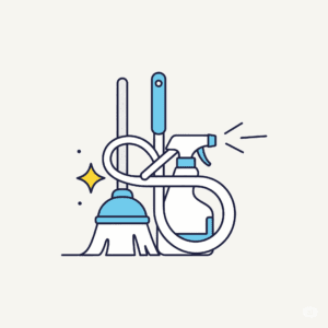 Broom and spray for cleaning